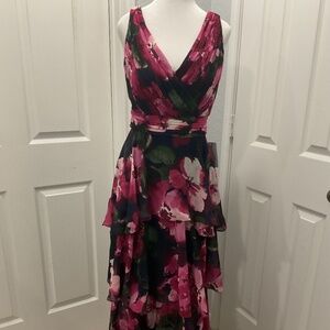 Floral Tiered Evening Dress